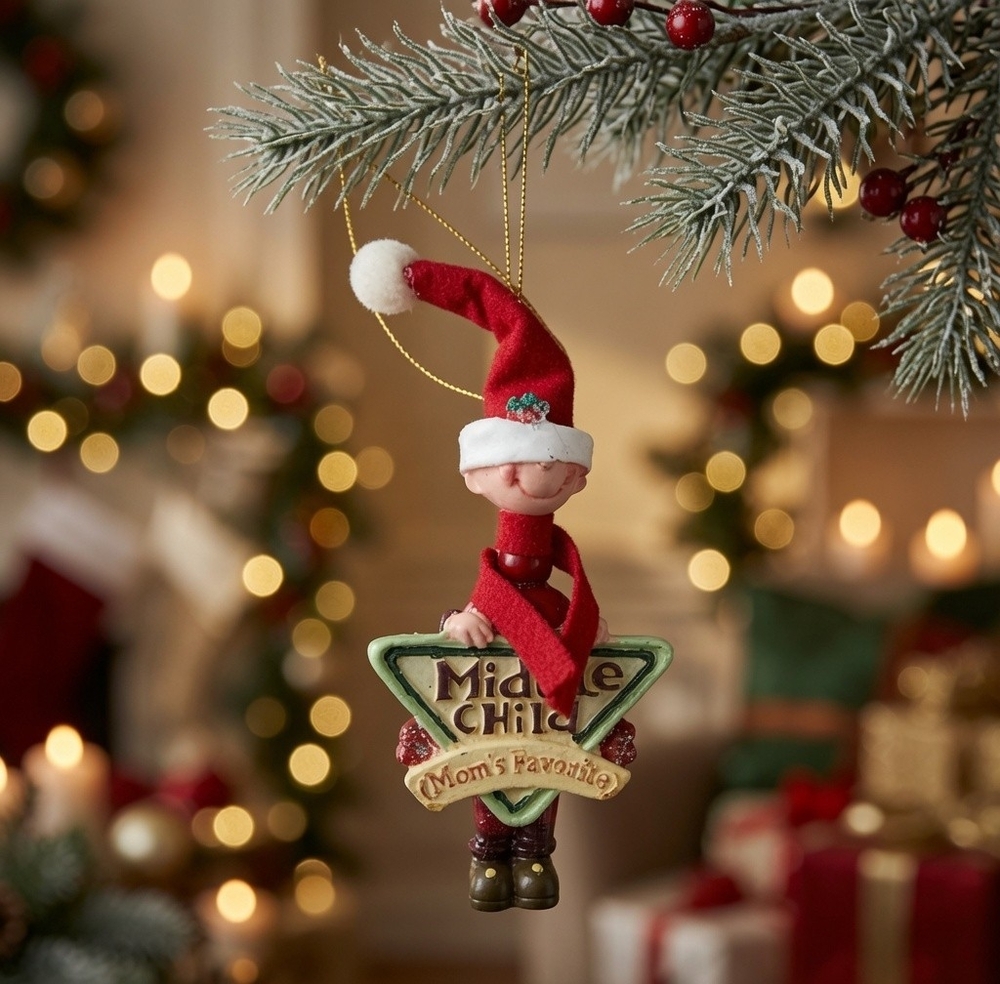 Kurt Adler "Middle Child Mom's Favorite" Elf Christmas Ornament 5" VG
